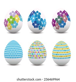 Easter egg sett of eggs with flower pattern spots. 
