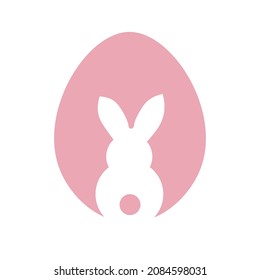 Easter egg shape with bunny silhouette. Easter rabbit inside egg. Vector Easter greeting card.