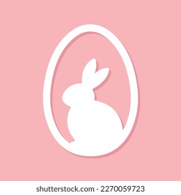 easter egg shape with bunny silhouette, easter rabbit, vector illustration, osterhase