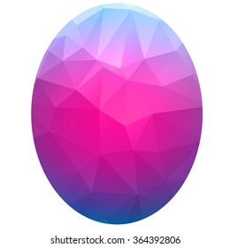 Easter egg shape purple and pink color in geometric rumpled triangular low poly origami style graphic illustration,mosaic polygonal style.Symbol of Happy Easter Day background.