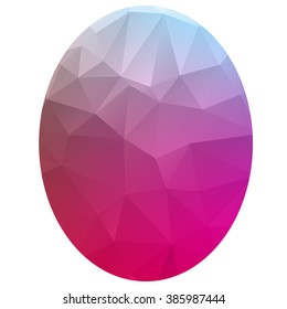 Easter egg shape purple and pink color in geometric rumpled triangular low poly origami style graphic illustration