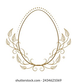 Easter egg shape vintage floral frame