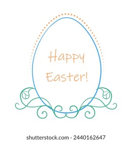 Easter egg shape vintage floral frame. Pastel color palette.