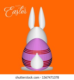 Easter egg shaped bunny. Happy easter banner. Vector illustration design