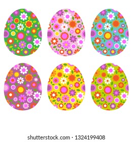Easter egg shapes with floral patterns