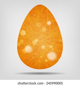 Easter egg sign icon with abstract orange triangular striped pattern. Easter tradition symbol.