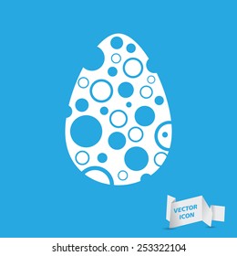 Easter egg sign icon with bubbles. Easter tradition symbol.