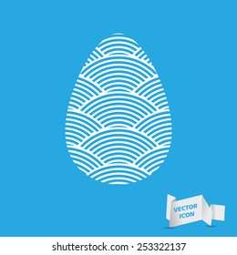Easter egg sign icon with curved lines. Easter tradition symbol.