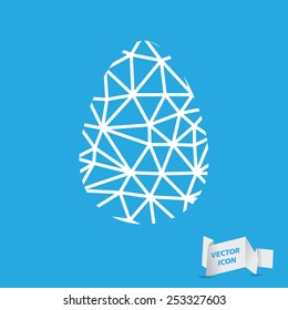 Easter egg sign icon with curved lines. Easter tradition symbol.