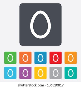 Easter egg sign icon. Easter tradition symbol. Rounded squares 11 buttons. Vector