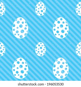 Easter egg sign icon. Easter tradition symbol. Seamless diagonal lines texture. Blue grunge texture background. Vector