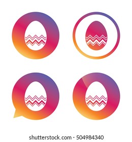 Easter egg sign icon. Easter tradition symbol.