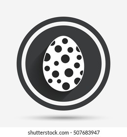 Easter egg sign icon. Easter tradition symbol.