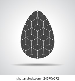 Easter egg sign icon with triangle lines. Easter tradition symbol.