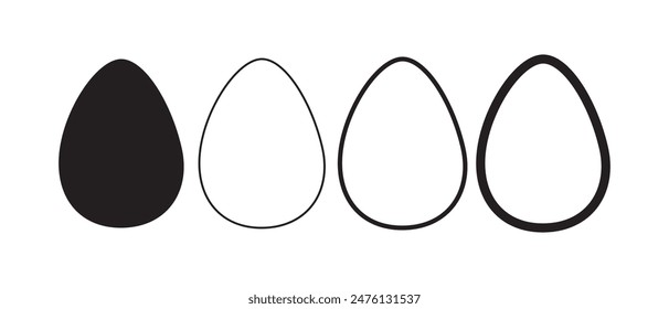 Easter egg silhouette, vector, symbol design. Easter eggs icons, egg vector, egg silhouette logo. Easter day festival icon set. Vector illustration of eggs.