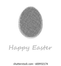 Easter egg silver. Happy Easter. Christ Is Risen. grey halftone effect. stipple effect. white background. vector illustration