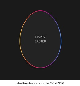 Easter egg in simple minimal style on black background with copy space. Elegant stylish festive symbol