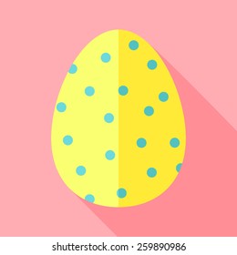 Easter egg with small dots. Flat stylized illustration with shadow