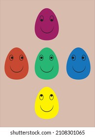 Easter Egg Smiley with eye Movement Up down Light Right vector