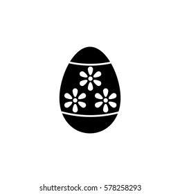 Easter egg solid icon, religion & holiday elements, egg with flowers, a filled pattern on a white background, eps 10.