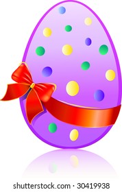 Easter egg souvenir with bow isolated on white background