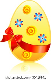Easter egg souvenir with bow isolated on white background