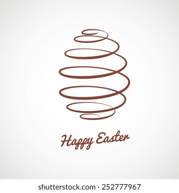 Easter egg, spiral line shape, and sign happy easter, isolated color vector illustration icon on white background. Design for greeting card, stickers, logo, web and mobile app.