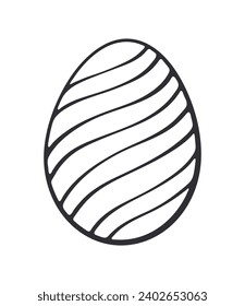 Easter egg with spiral pattern. Vector illustration. Hand drawn Doodle. Design element Isolated on white background. Simple outline drawing in sketch style