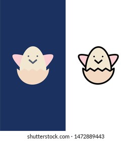 Easter, Egg, Spring  Icons. Flat and Line Filled Icon Set Vector Blue Background