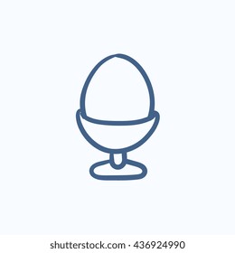 Easter egg in stand vector sketch icon isolated on background. Hand drawn Easter egg in stand icon. Easter egg in stand sketch icon for infographic, website or app.