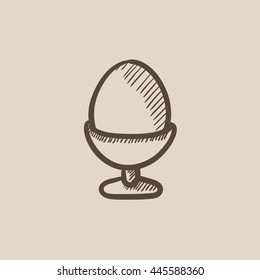 Easter egg in stand vector sketch icon isolated on background. Hand drawn Easter egg in stand icon. Easter egg in stand sketch icon for infographic, website or app.