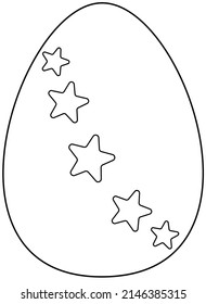 Easter egg with stars - vector linear pattern for coloring. Outline. Easter egg for children's coloring book.