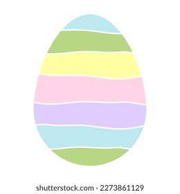 Easter egg striped in pastel colors.