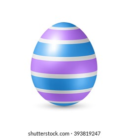 Easter Egg with Strips Artistic Texture. Illustration on White with Shadow