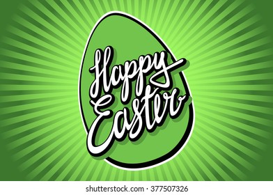 easter egg, sunday, day, background, card, holiday, vector, happy, text, art, green, hand lettering, vector illustration art