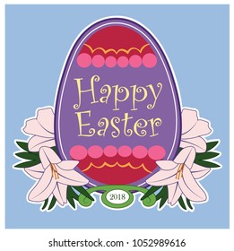An Easter egg surrounded by flowers