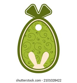 Easter egg tag with hole. Laster label for shops. Copyspace