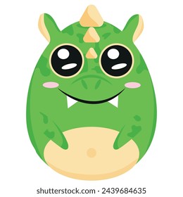 Easter egg template painted with animal motifs, i.e. painted in the form of a green dragon, for posters, banners or holiday cards