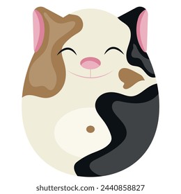 Easter egg template painted with animal motifs, i.e. painted in the form of a cat, for posters, banners or holiday cards