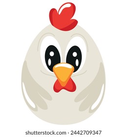 Easter egg template painted with animal motifs, i.e. painted in the form of rooster, for posters, banners or holiday cards	
