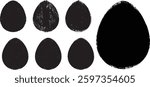 Easter egg texture collection.Distressed Oval Post Stamp . Geometrical decorated Easter egg. Sprayed, noised, speckled, textured, transparent oval collection. Vector Illustration . Egg texture set.