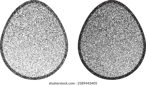 Easter egg texture collection.Distressed Oval Post Stamp . Geometrical decorated Easter egg. Sprayed, noised, speckled, textured, transparent oval collection. Vector Illustration . Egg texture set.
