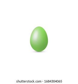Easter egg with texture, realistic effect on white background. Vector isolated illustration with icon of green egg. For web design, banners, greeting cards, posters, decorating storefront, wrapping.