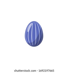 Easter egg with texture, realistic effect on white background. Vector isolated illustration with icon of blue egg. For web design, banners, greeting cards, posters, decorating storefront, wrapping.