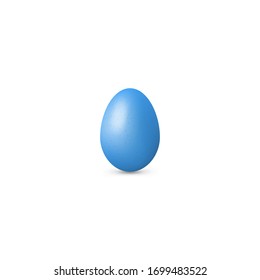 Easter egg with texture, realistic effect on white background. Vector isolated illustration with icon of blue egg. For web design, banners, greeting cards, posters, decorating storefront, wrapping.