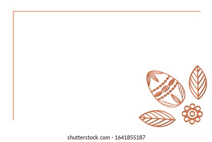 
Easter egg. There is a place for text. On a white background, a contour drawing of a decorative Easter egg decorated with leaves and a flower. Decor element. Vector illustration.
