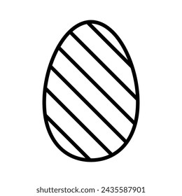Easter egg thin line icon. Easter egg linear icon. Easter symbol. Easter egg shape with diagonal lines pattern. Vector design element isolated on transparent background.