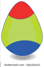 Huevo de Pascua con tres colores rojo, amarillo y azul. Huevo de Pascua. Feliz Pascua. Dibujo, vector en los pasos 8 para