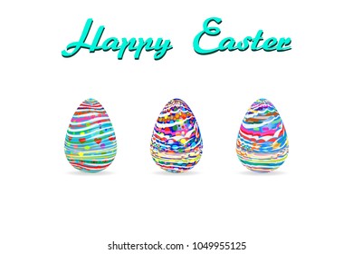 easter egg three pattern paint color on white background Vector Illustration with copy space add text