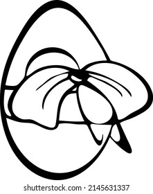 Easter egg tied with festive bow icon	